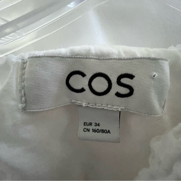 COS White Eyelet Oversized Mini Dress Babydoll Women’s XS EU 34 Minimalist - Picture 8 of 14